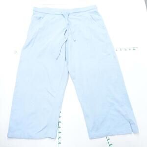 Greensource Capri Pants Women's XL Blue Cotton Stretch Slash Pockets Drawstring